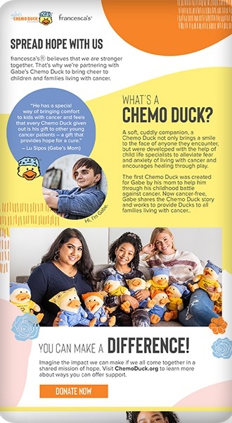 Gabe's Chemo Duck Francescas Partnership