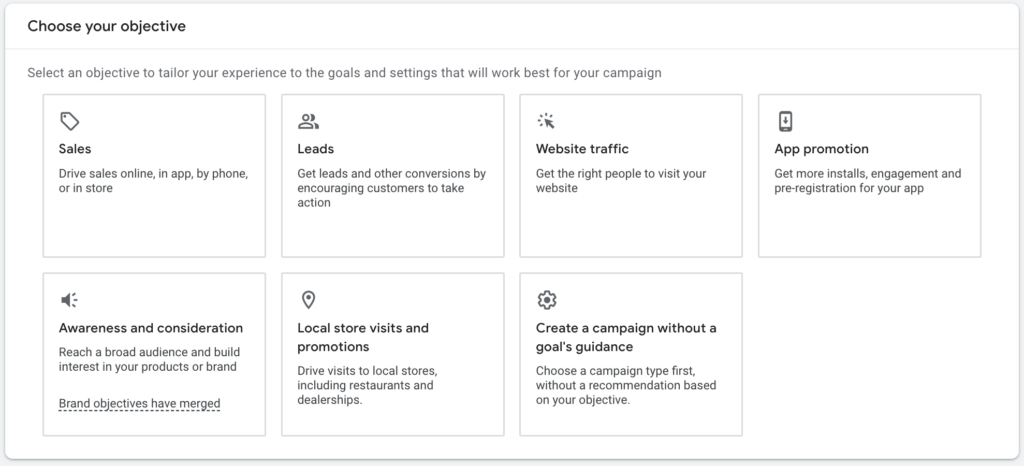 Choosing your objective for Google ads