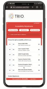 Example of ADA Compliance on TRIO's website