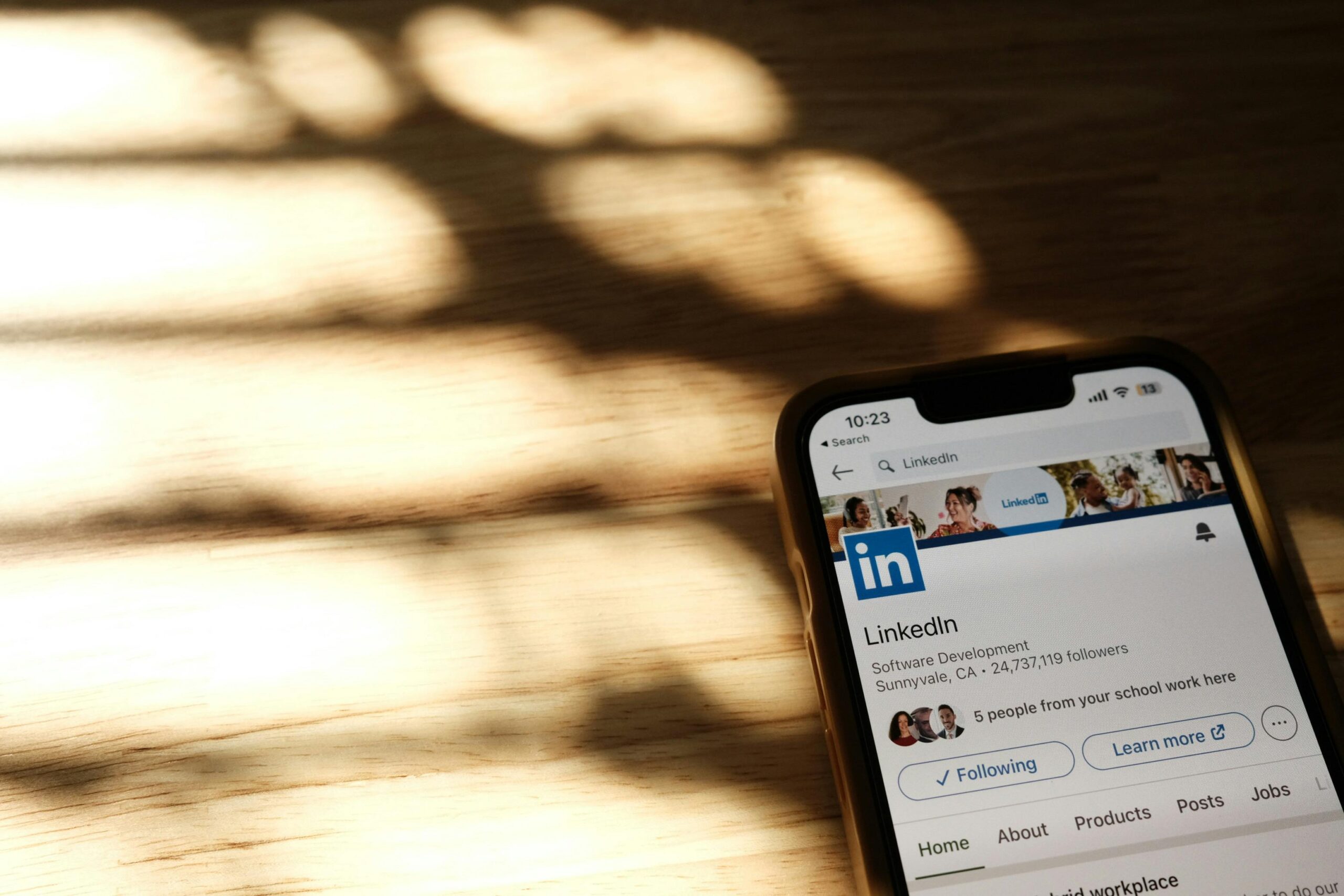 LinkedIn app displayed on an iPhone