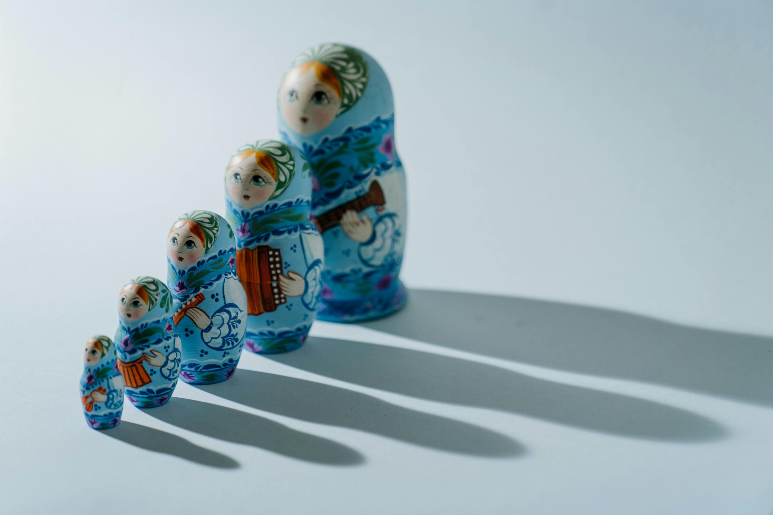 Nesting dolls representing the ways in which marketing content can be replicated and repurposed