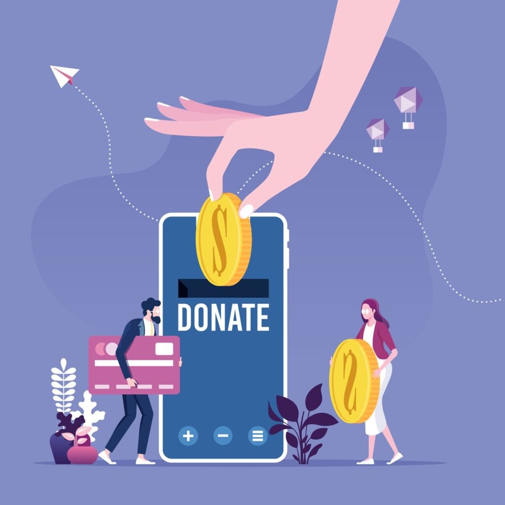 Donating money by online payments